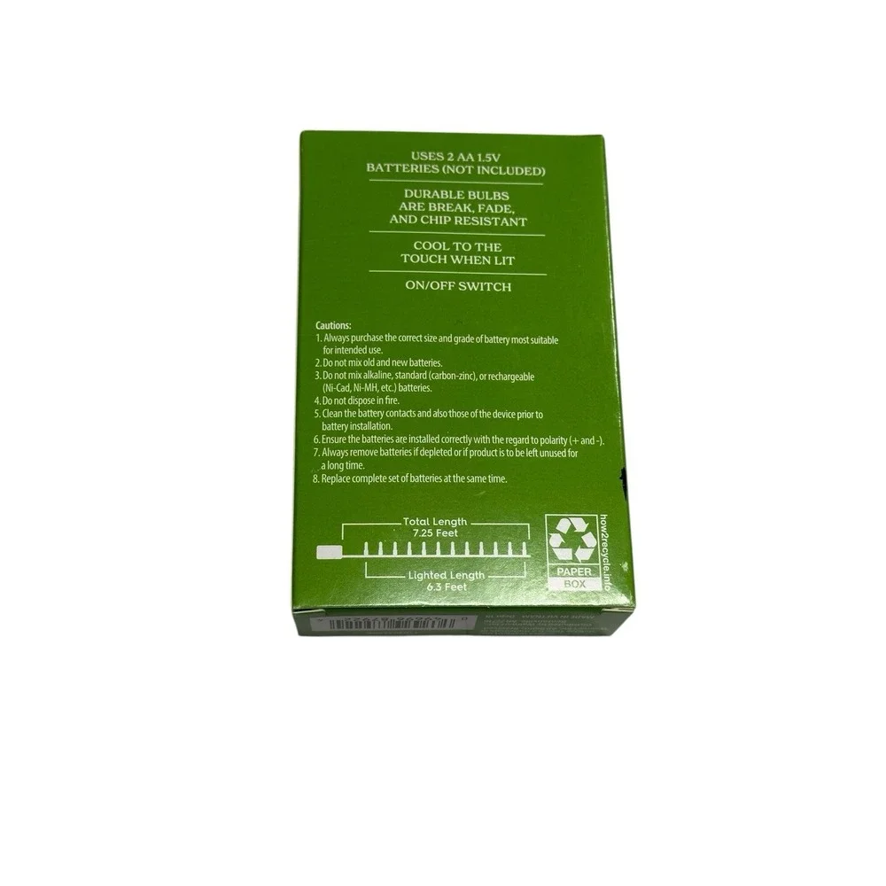 holiday time 20 micro led lights indoor‎ green wire battery powered RED 7.25 FT